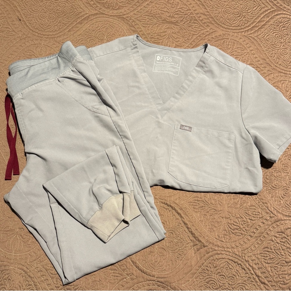 FIGS Cement Gray Scrub Set